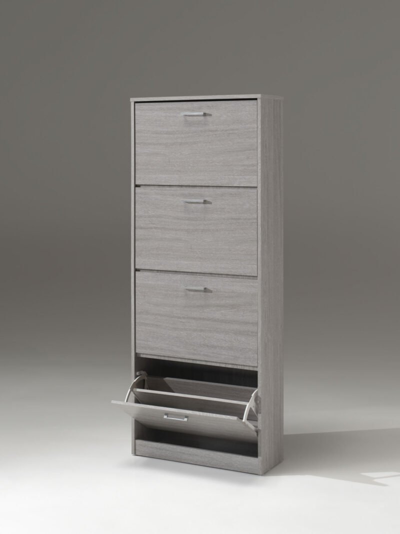 Armoire à chaussures “Marini” 4 tiroirs – Chêne gris
