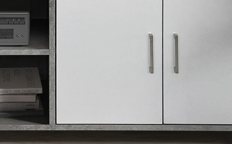Meuble tv 'Daxon' 2 portes - Béton/Blanc – Image 4