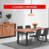 La salle à manger Stella allie le charme du bois naturel et l’élégance du métal noir pour un style industriel moderne. L’ensemble comprend une table rectangulaire robuste avec pieds métalliques, 4 chaises design noires, un buffet spacieux et une vitrine assortie avec éclairage intégré. Idéale pour un intérieur contemporain et chaleureux.